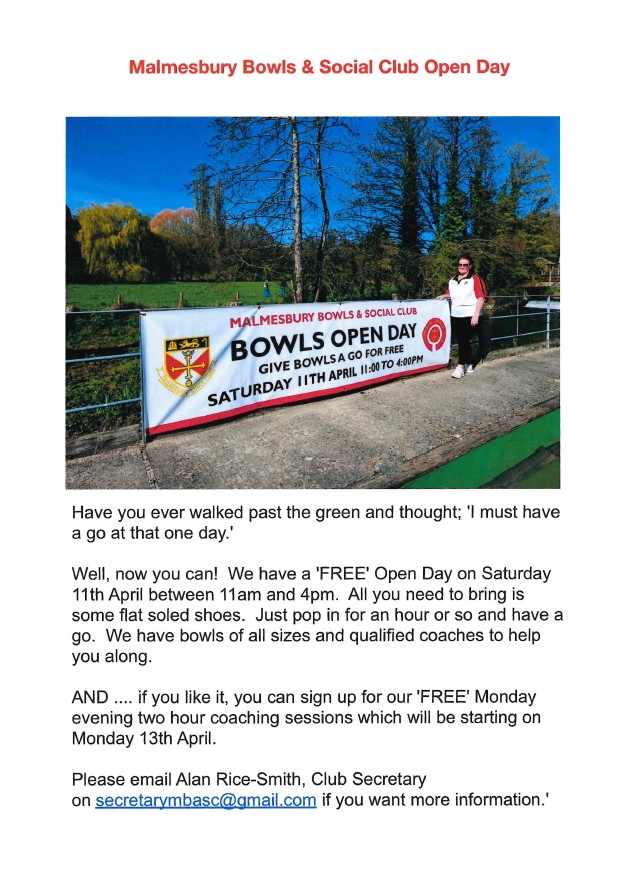 Malmesbury Bowls &amp; Social Clun Open Day